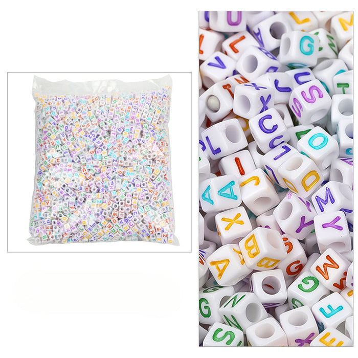 Wholesale 6mm 3100PCS/PACK Acrylic Letter Colored Square Loose Beads JDC-BDS-BoLinge009