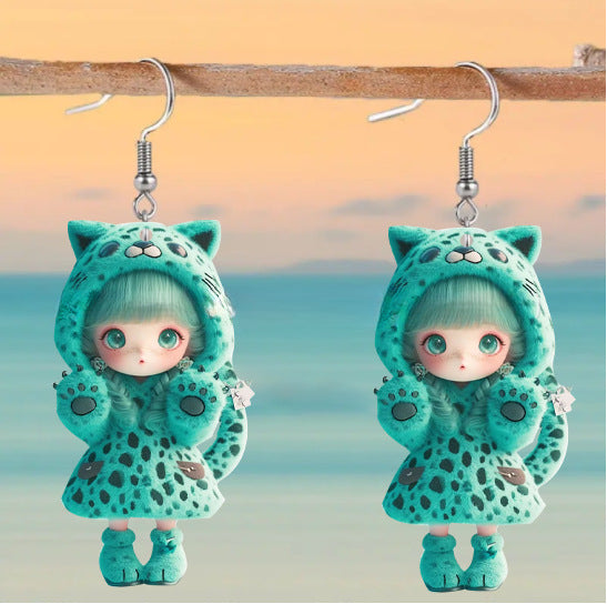 Wholesale Acrylic Cartoon Girl Earrings JDC-ES-Zhanh005