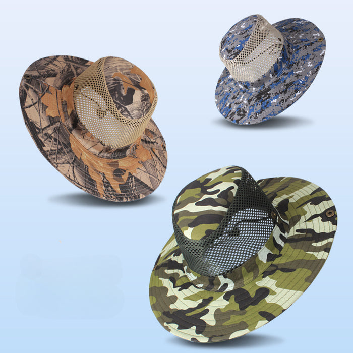 Wholesale Outdoor Camouflage Mesh Hat Round Brim Fishing Hat JDC-FH-DG015