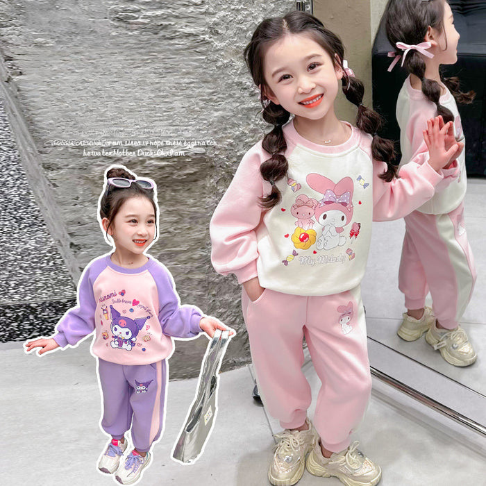 Wholesale Girls Casual Suits Spring and Autumn New Fashionable Children's Clothing Western Style Little Girl Sports Style Sweater Two-piece Suit JDC-CTS-QNE007