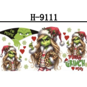 Wholesale Christmas 5PCS 16oz UV Cartoon Printed  Cup Stickers JDC-ST-JieSheng015