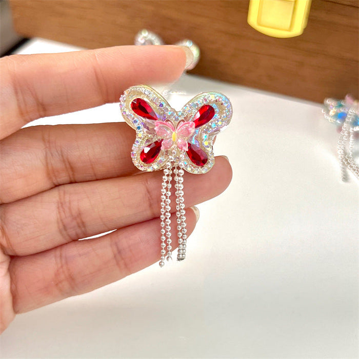 Wholesale 2PCS Butterfly Acrylic Double-sided Through-hole Tassel Beads JDC-BDS-CG004