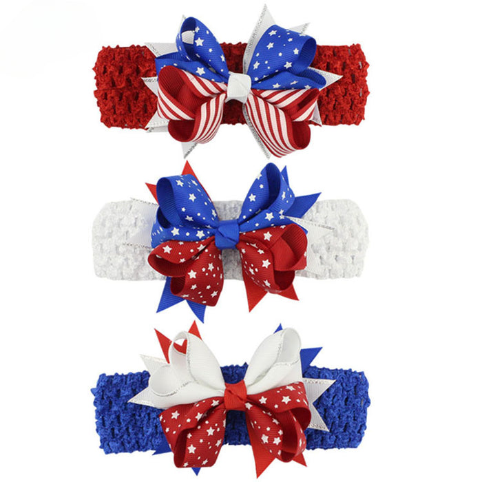 Wholesale American Flag Independence Day Children's Bow Fabric Headband JDC-HD-HeZhuo006