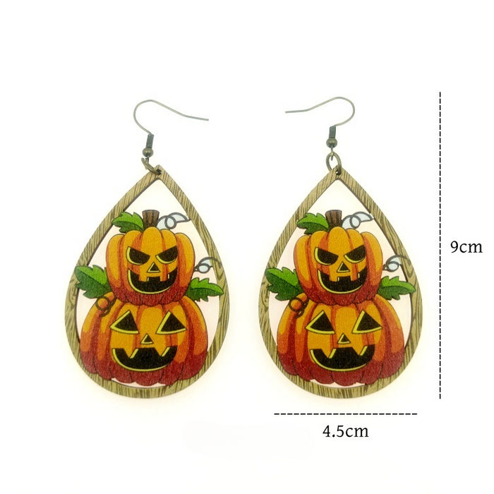 Wholesale Halloween Wooden Print Earrings JDC-ES-Yinxue001