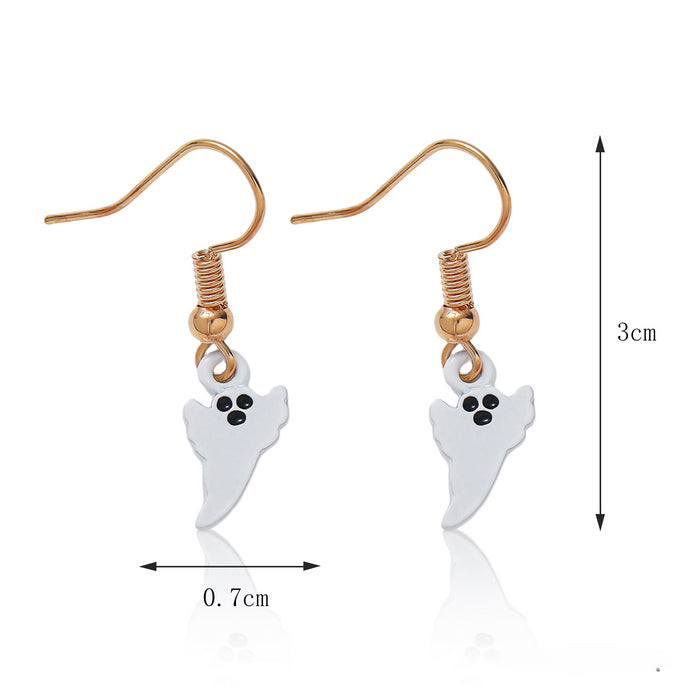 Wholesale Halloween Series Bat Ghost Pumpkin Oil Drop Alloy Earrings JDC-ES-LiRan002