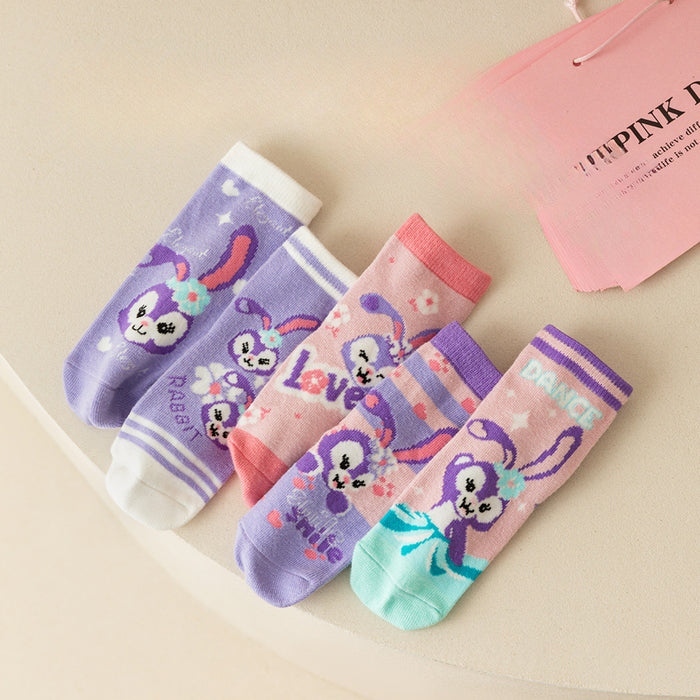 Wholesale 5 Pairs/pack New Cute Cartoon Girls Middle Socks Fashion Sweet Baby Princess Socks Children Socks JDC-SK-LXWC006