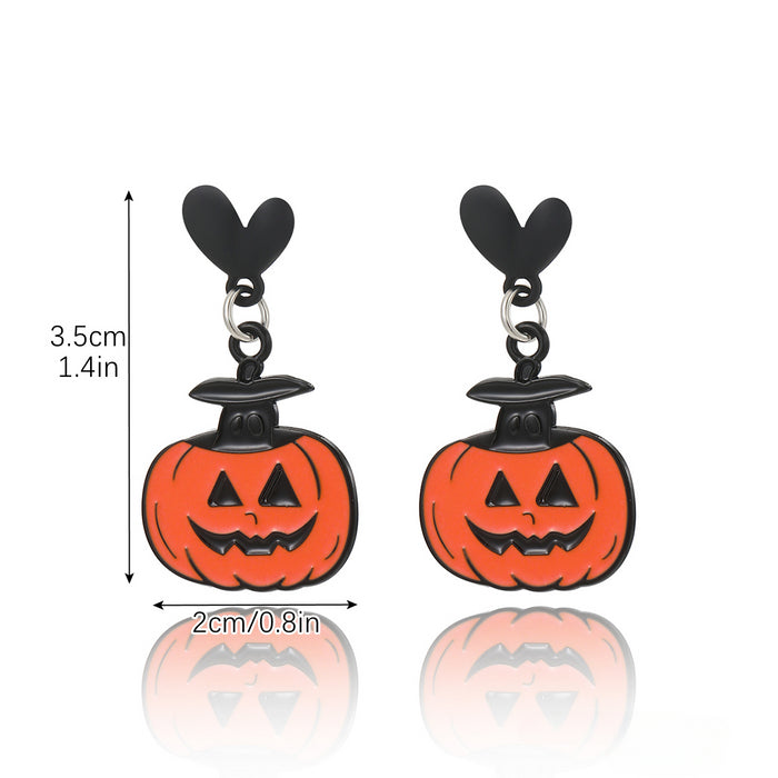 Wholesale Skull Dark Diamond Alloy Pumpkin Spider Halloween Earrings Set JDC-ES-ShuangN002