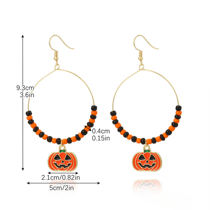 Wholesale Skull Dark Diamond Alloy Pumpkin Spider Halloween Earrings Set JDC-ES-ShuangN002