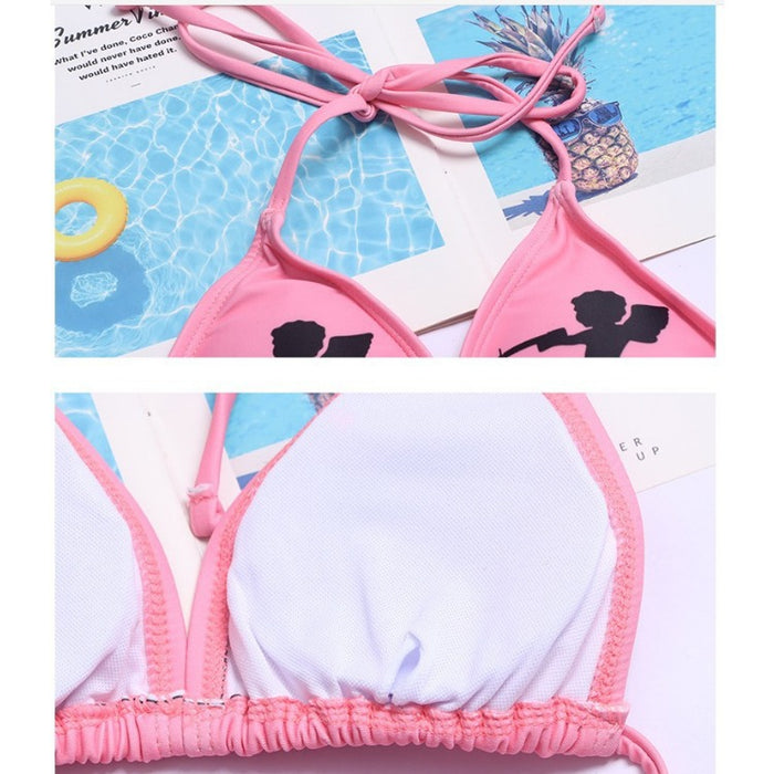 Wholesale Polyester Women's Split Triangle Strap Funny Swimsuit JDC-SW-DaAi004