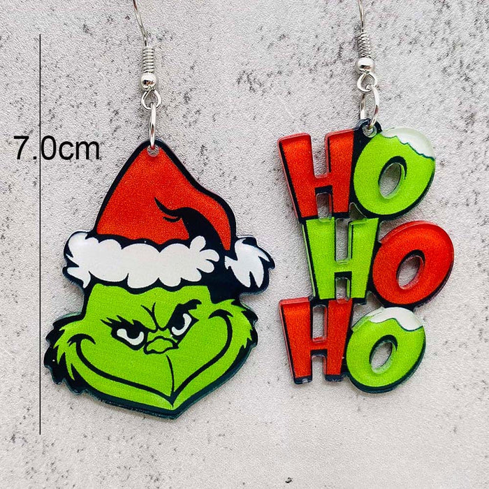 Wholesale Christmas Acrylic Santa Claus Asymmetric Earrings JDC-ES-Chengy042