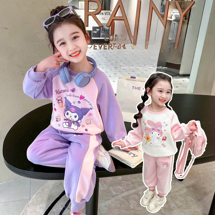 Wholesale Girls Casual Suits Spring and Autumn New Fashionable Children's Clothing Western Style Little Girl Sports Style Sweater Two-piece Suit JDC-CTS-QNE007