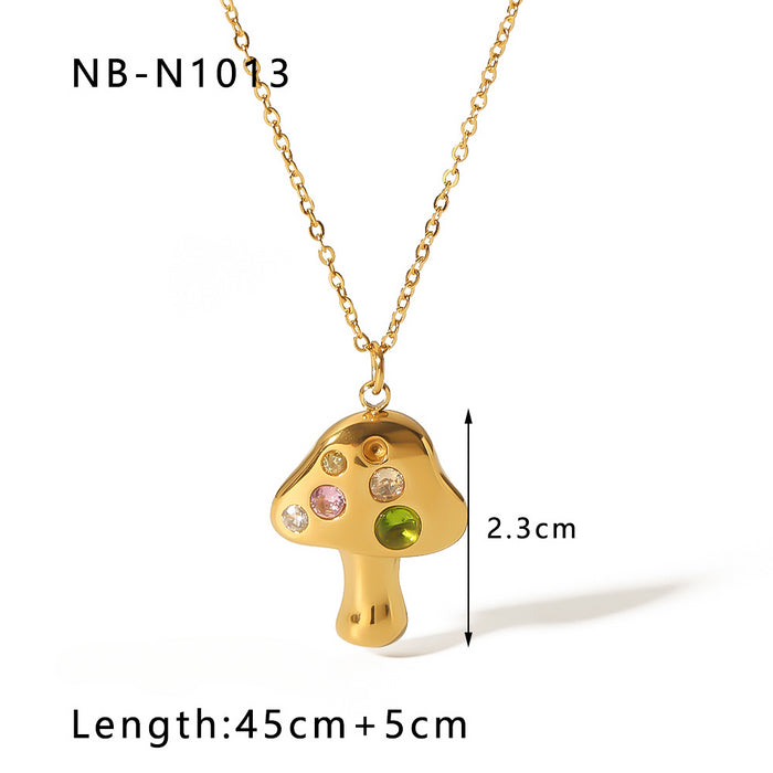 Wholesale Colorful Geometric Zircon Pendant Stainless Steel 18K Gold Plated Necklace JDC-NE-XiongYue001