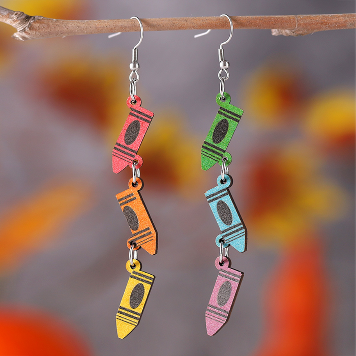 Wholesale earrings Double-sided painted wooden earrings JDC-ES-ChL023