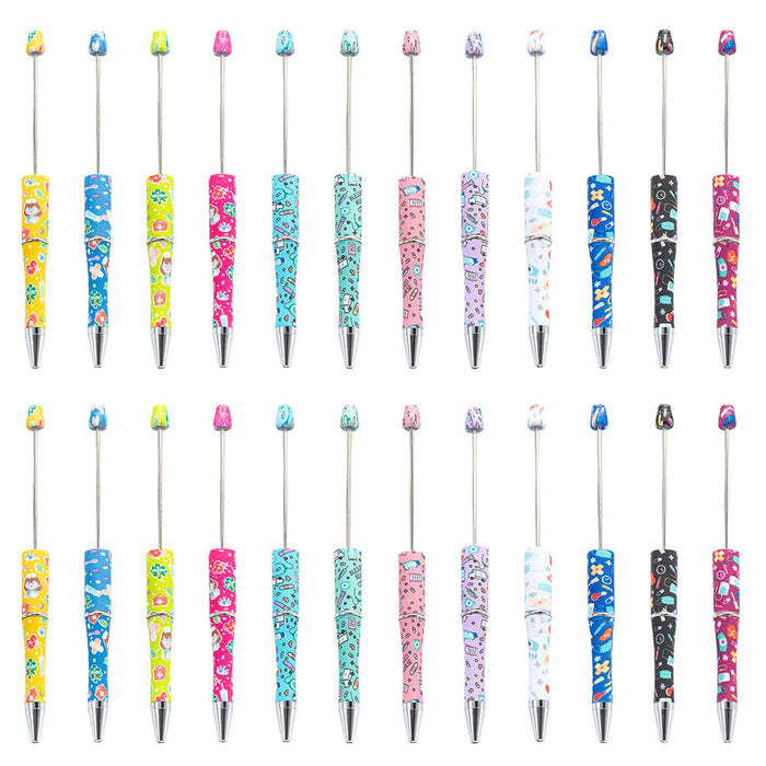 Wholesale Beadable Pen International Nurses Day Printed Plastic Pen DIY for Beaded JDC-PN-Huah026