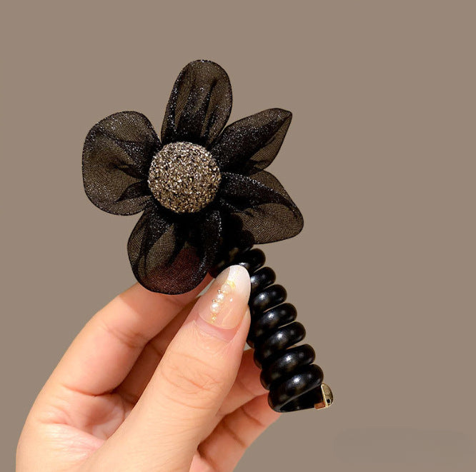 Wholesale Mesh Flower Polyurethane Phone Cord Children's Hair Tie JDC-HS-Yiyan001