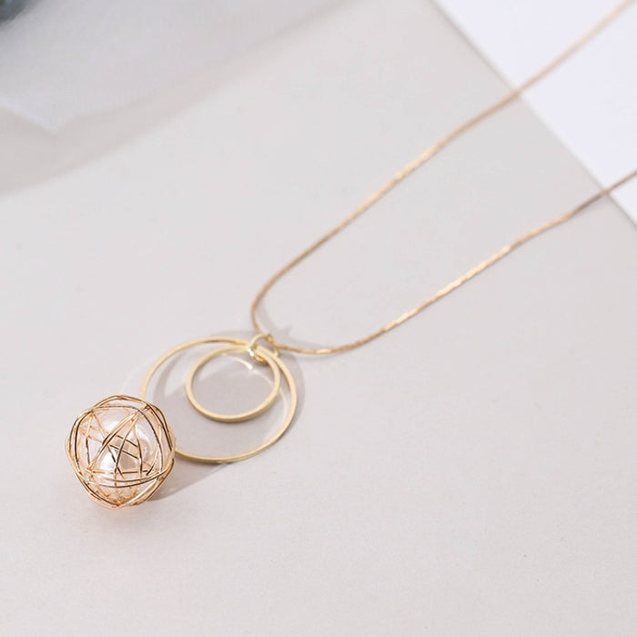 Wholesale Hollow Metal Ball Bag Long Necklace JDC-NE-YaXue005