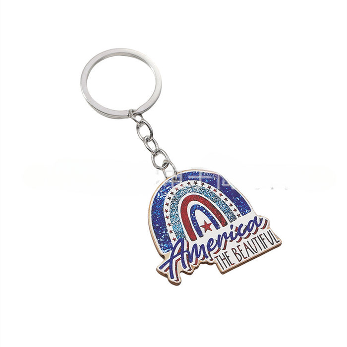 Wholesale Wooden Independence Day Keychain JDC-KC-RongRui006