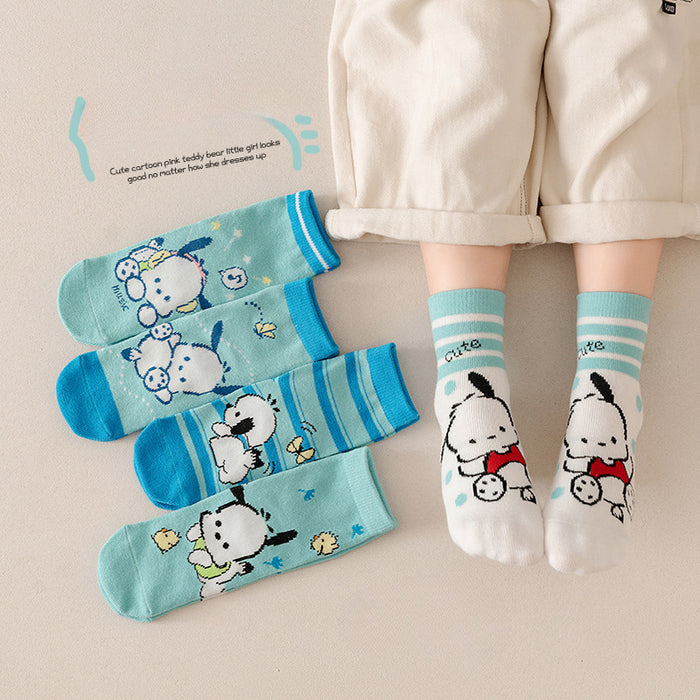 Wholesale 5 Pairs/pack Boys Socks Autumn New Product Cartoon Puppy Middle Socks Cute Pacha Dog Girls Baby Children Socks JDC-SK-LXWC002