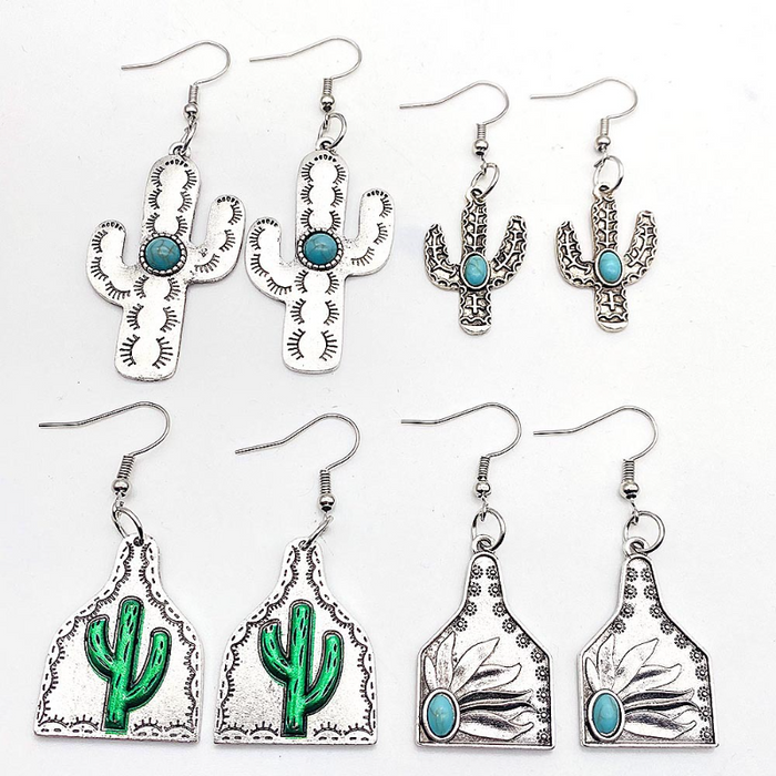 Wholesale alloy turquoise cactus earrings  JDC-ES-Chengy024