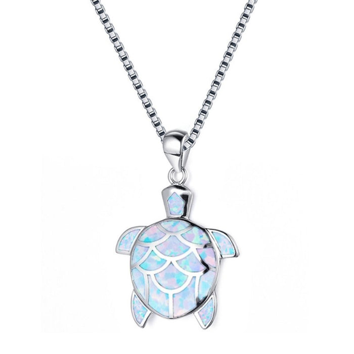 Wholesale Blue Opal Cute Turtle Necklace JDC-NE- BaoS001