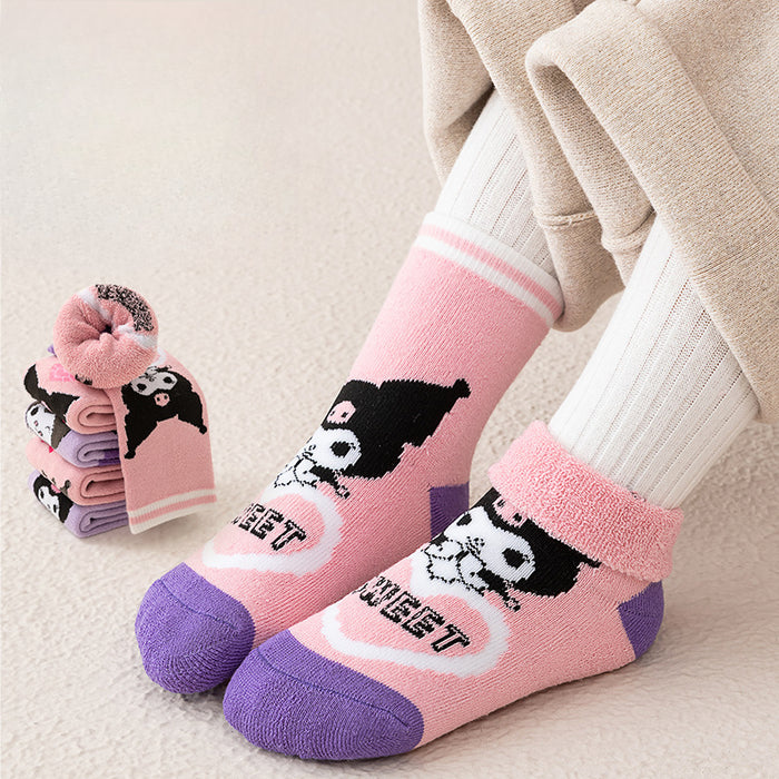 Wholesale 5 Pairs/pack Girls Socks Winter Thick Warm Terry Socks Cute Girls Princess Socks Children Cartoon Thick Cotton Socks JDC-SK-LXWC004