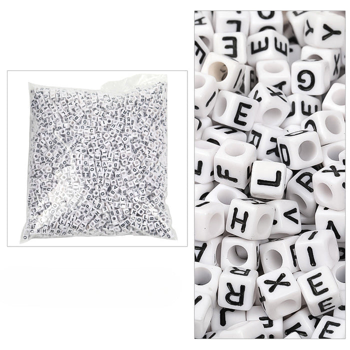 Wholesale 6mm 3100PCS/PACK Acrylic Letter Colored Square Loose Beads JDC-BDS-BoLinge009