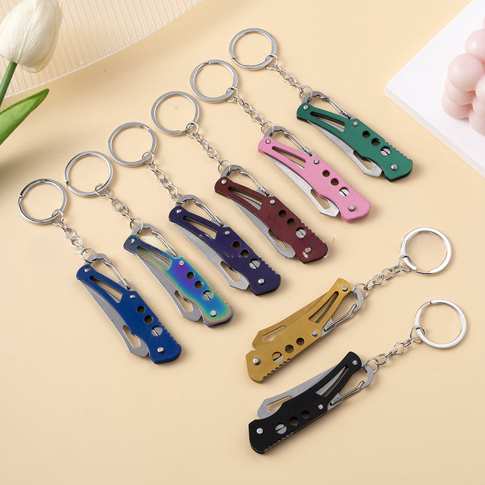 Wholesale Stainless Steel Portable Carry-On EDC Folding Knife Keychain JDC-KC-ZY050