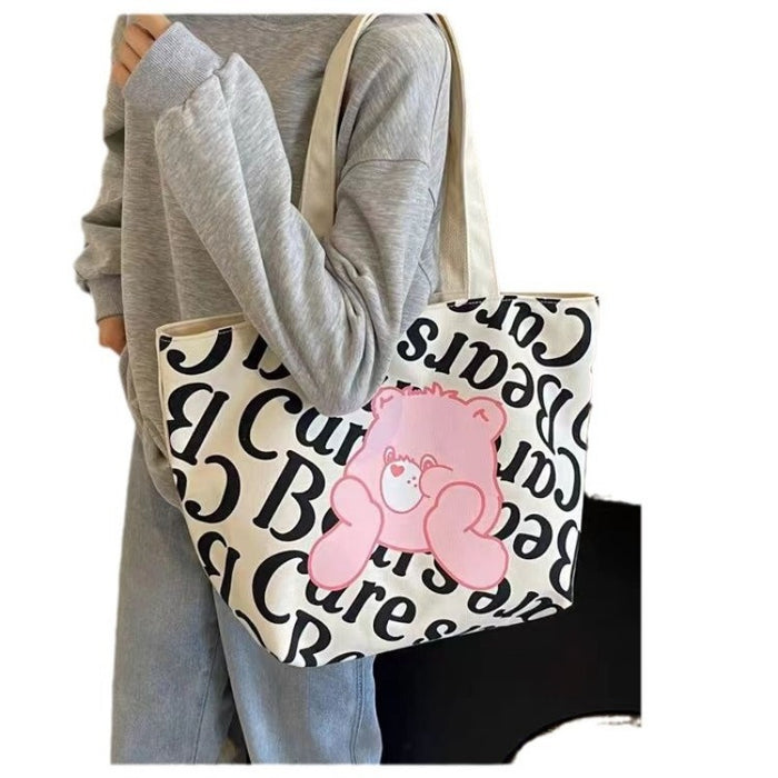 Wholesale Large Capacity Cartoon Letter Printed Canvas Shoulder Bag JDC-SD-JingS003