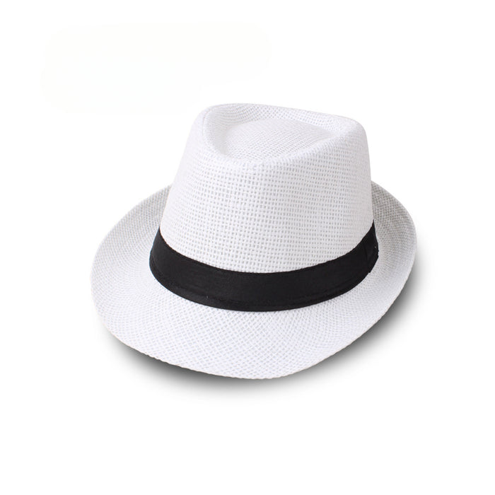 Wholesale Summer Straw Solid Color Hat Jazz Hat Middle-aged and Elderly Men's Hat Breathable Sun Hat Straw Hat JDC-SH-DG001