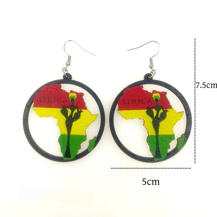 Wholesale Wooden African Map Earrings JDC-ES-Yinxue005