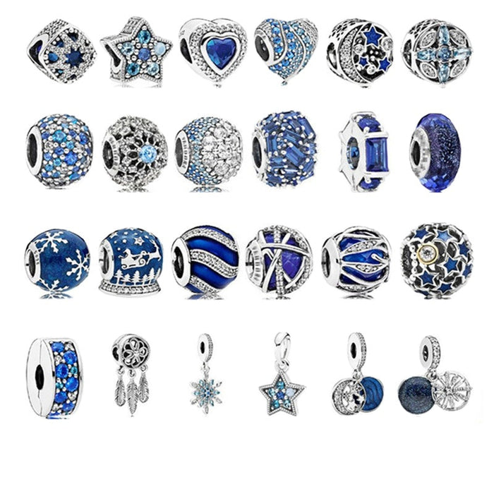 Wholesale Cupronickel Silver Plated Pumpkin Cart Blue Beads JDC-BDS-ZhiS001