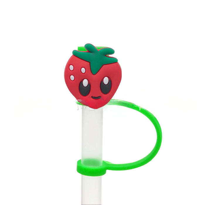 Wholesale 10pcs Silicone Plant Cartoon Straw Cover JDC-SCR-KuaJ005