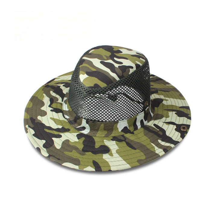 Wholesale Outdoor Camouflage Mesh Hat Round Brim Fishing Hat JDC-FH-DG015