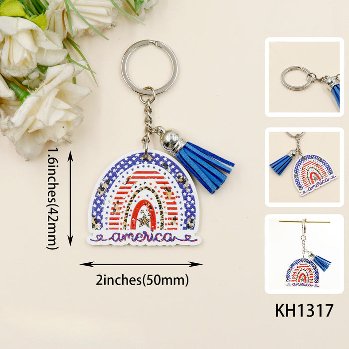 Wholesale Rainbow Independence Day Acrylic Keychain JDC-KC-XYan009