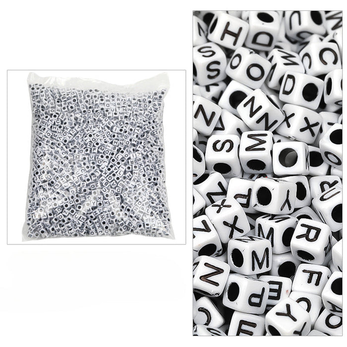 Wholesale 6mm 3100PCS/PACK Acrylic Letter Colored Square Loose Beads JDC-BDS-BoLinge009