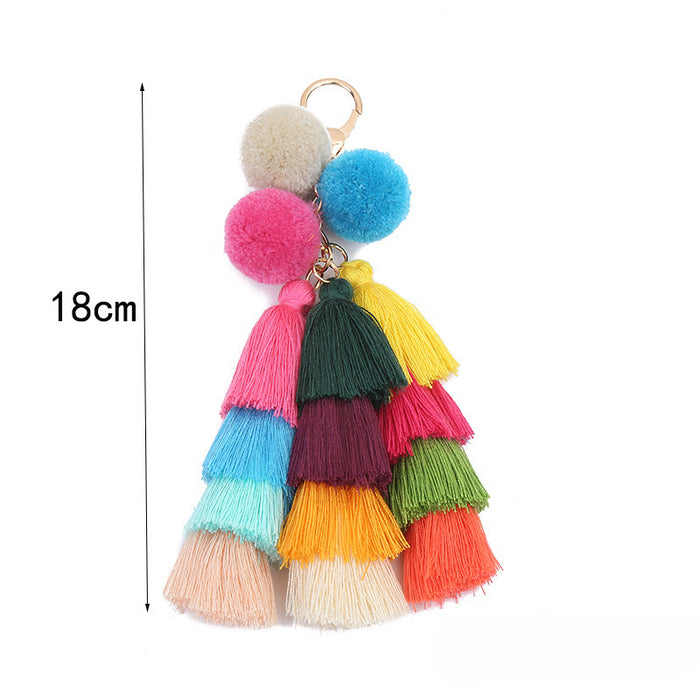 Wholesale Colorful Polyester Tassel Pendant Keychain JDC-KC-ZhenZhen001