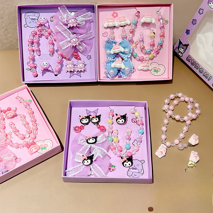 Wholesale Children's Sanrio Jewelry Gift Box Set Little Girl Necklace Ring Baby Hair Accessories Earrings Girls Hairpin Accessories JDC-NE-Zaix001