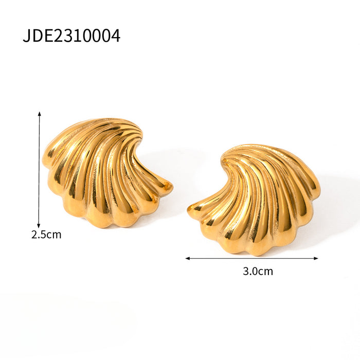 Wholesale Geometric 18k Gold Stainless Steel Shell Earrings JDC-ES-JD349