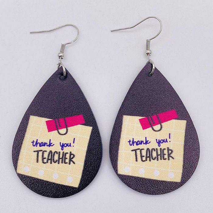 Wholesale earrings Teacher's Day heart-shaped leather earrings JDC-ES-ChengY030