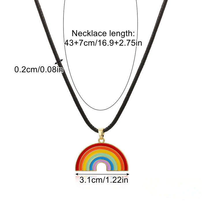 Wholesale Simple Multi-layer Necklace Crystal Rainbow Pendant Zinc Alloy Necklace JDC-NE-ManY019