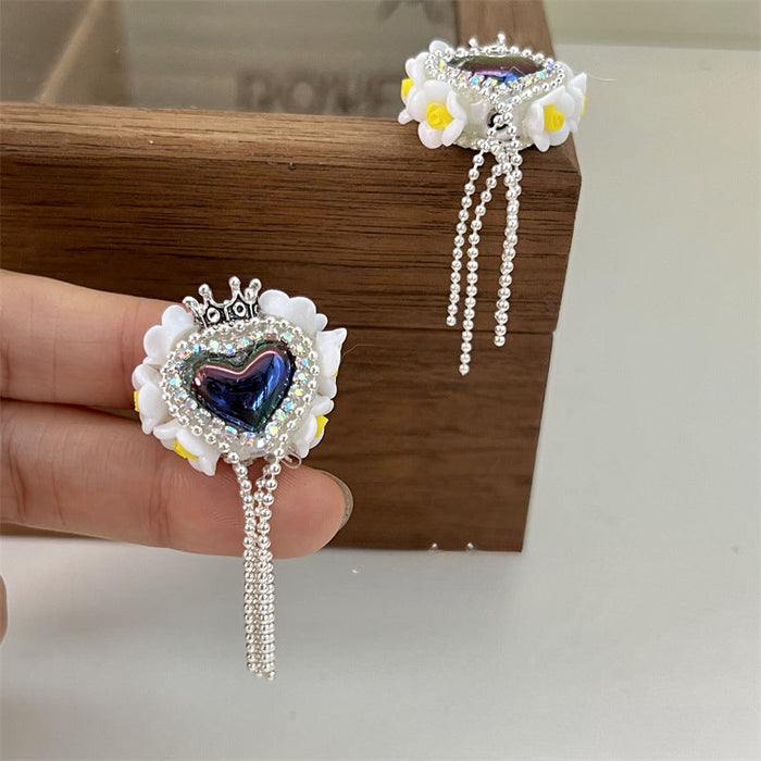 Wholesale 2PCS Acrylic Flower Love Beads Crown Peach Heart Tassels Straight Hole Beads JDC-BDS-CG003