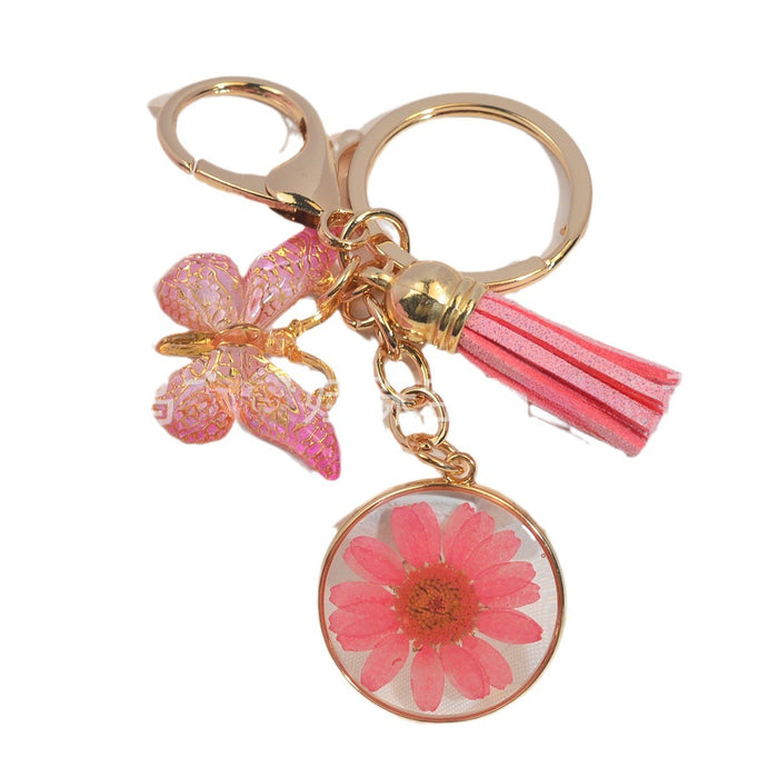 Wholesale Glue Alloy Daisy Butterfly Tassel Keychain JDC-KC-YiWa020