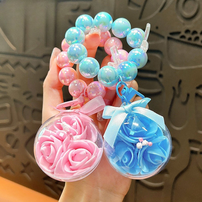 Wholesale Acrylic Everlasting Flower Beaded Keychain JDC-KC-YanG073