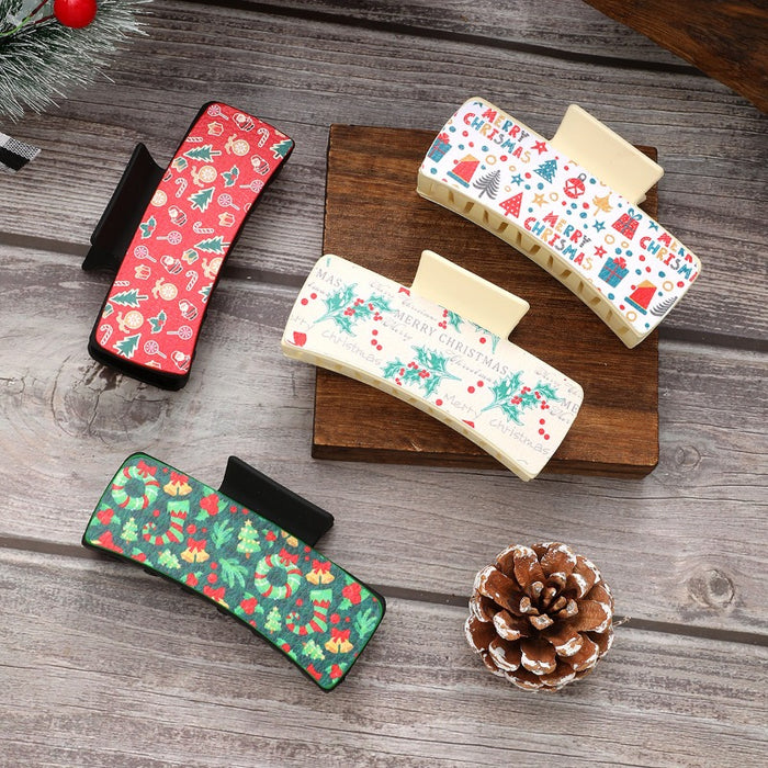 Wholesale Santa Claus Christmas Tree Leather Hair Clip JDC-HC-YiTian003