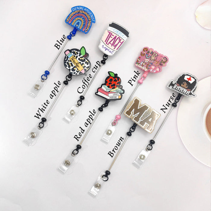 Wholesale Badge Reels  DIY Beadable Bar Velcro Retractable Keychain JDC-056