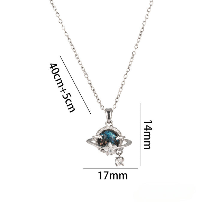 Wholesale Titanium Steel Planet Starry Sky Necklace JDC-NE-Kucai024