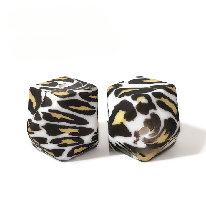 Wholesale 50pcs Hexagonal Leopard Print Silicone Beads JDC-BDS-HongZhou016