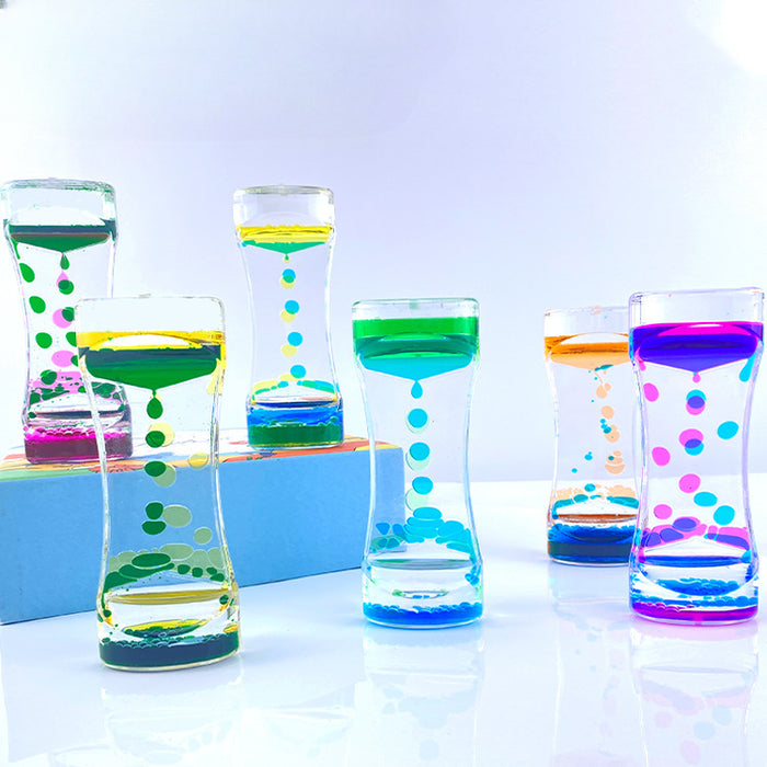 Wholesale Creative Decompression Two-color Liquid Oil Leak Acrylic Liquid Hourglass Ornament JDC-OS-JunQ001