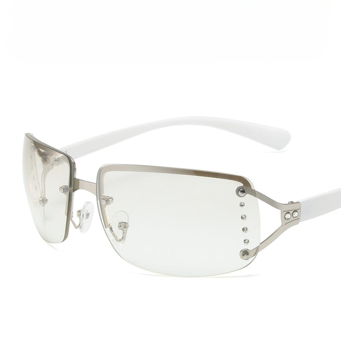 Wholesale Y2K Retro Rimless Square Diamond PC Sunglasses JDC-SG-MaN010