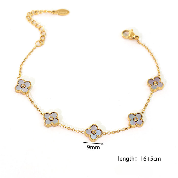 Wholesale Diamond Four Flower Stainless Steel Bracelet JDC-BT-Xiango004